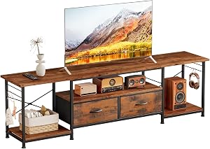 TV Stand with Fabric Drawer for 45 55 65 75 Inches TV Entertainment Center Media Console Table with Storage for Living Room Bedroom