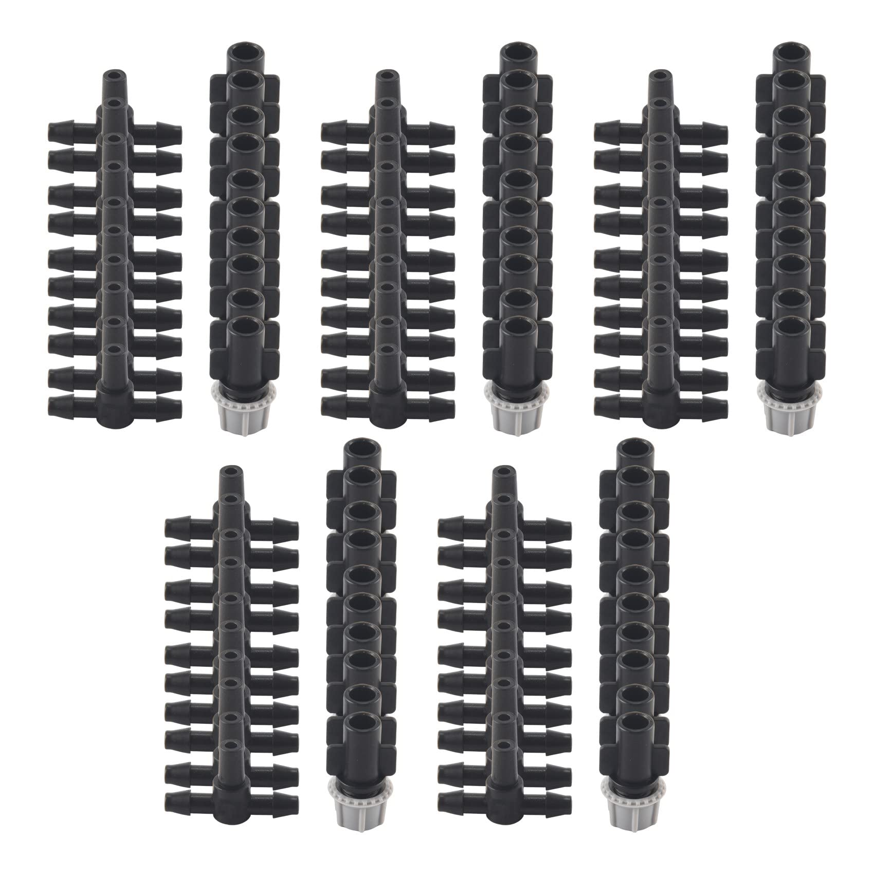 qimoi 100Pcs(50 Pairs) Garden Irrigation Kit Adjustable Atomization Dripper Atomization Connection Tee Joint Water Irrigation Drip Irrigation Kit