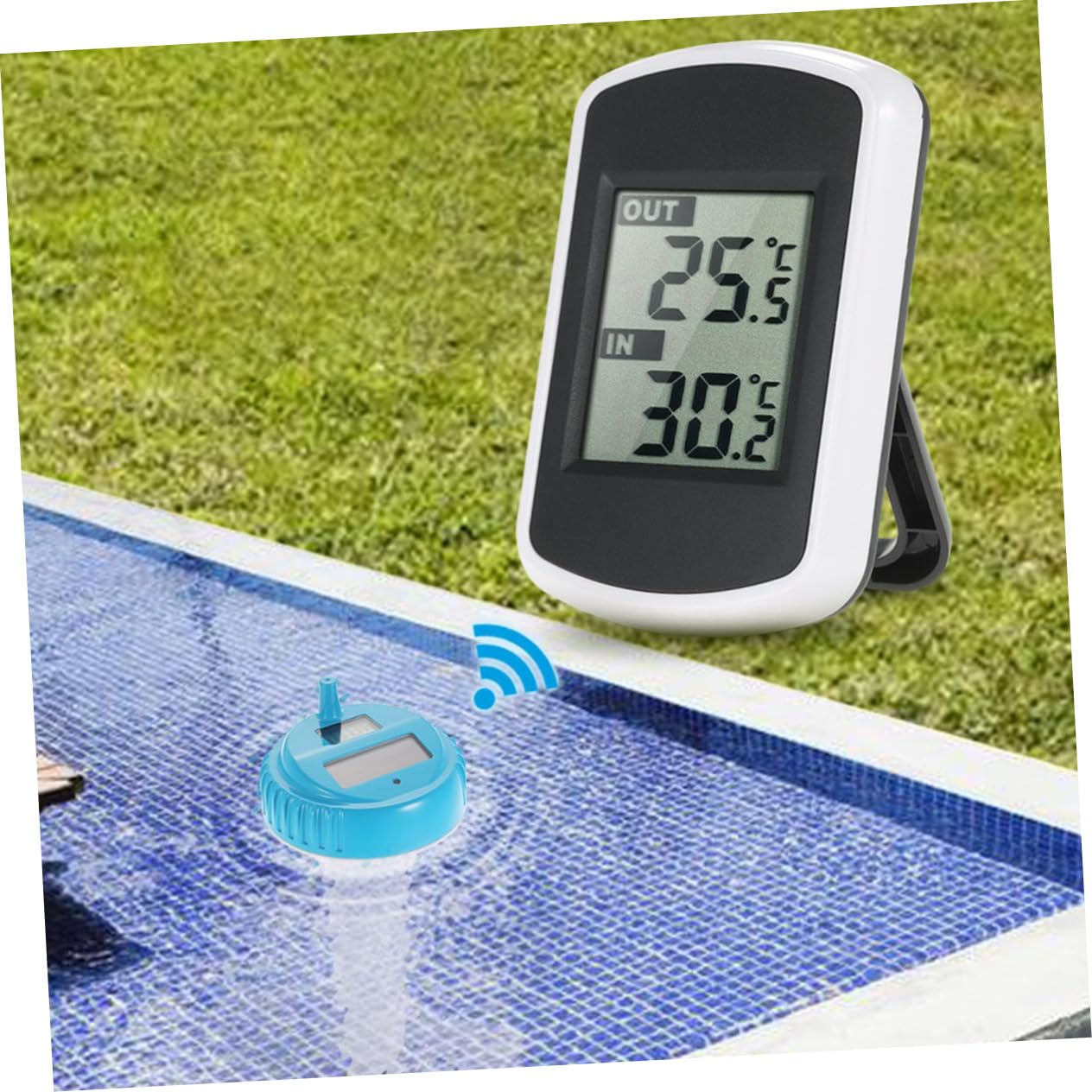 Mipcase Termómetro Piscina Agua Digital Inalámbrico Flotante con Pantalla LCD Fácil Lectura Resistente Agua para Monitorización Temperatura Piscinas y Spas