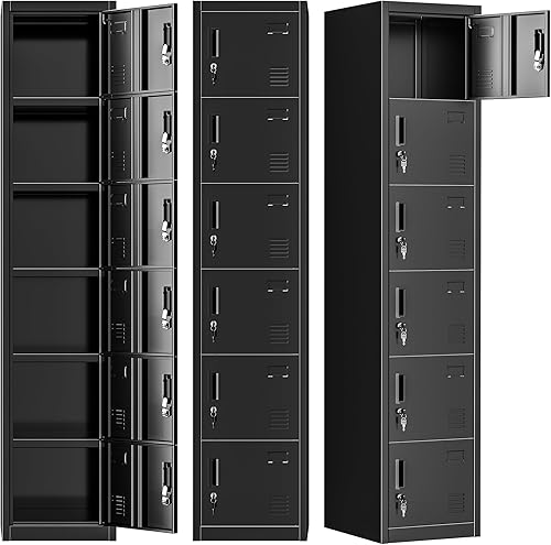 Miniatura 9 de INTERGREAT Armario de almacenamiento para empleados, oficina, armario de gimnasio de metal con 3 puertas, armario de armario gris acero para la