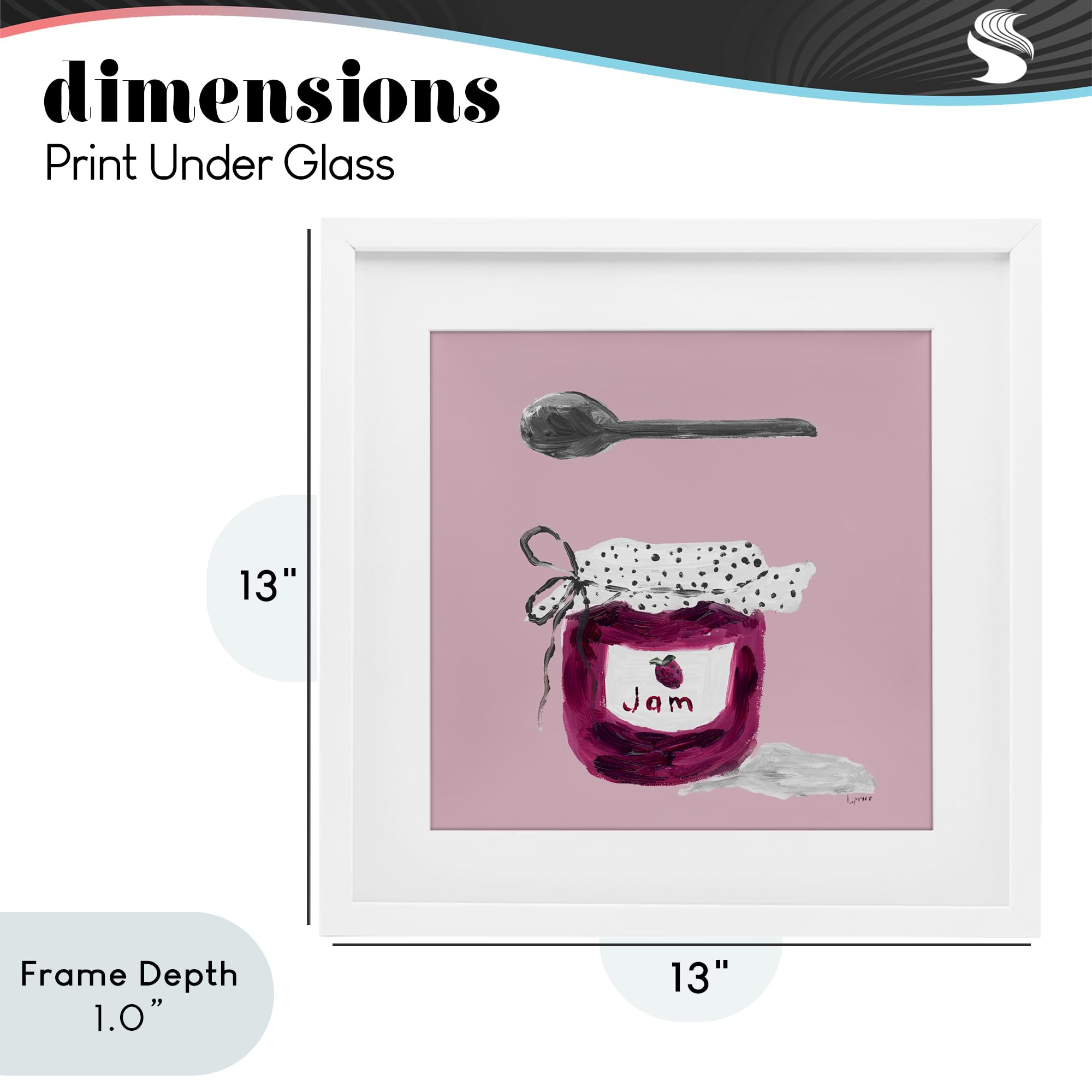 Stupell Industries 'Jam Jar over Blush' - Impresión enmarcada debajo del cristal, blanco, 13 x 13 pulgadas