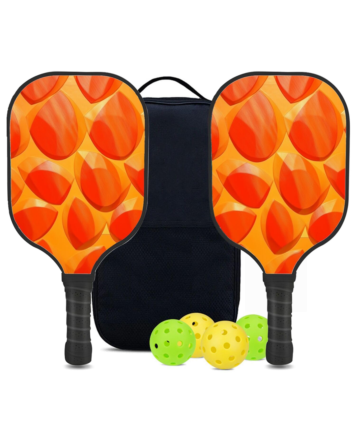 Custom Pickleball Paddle Set - Includes 2 Paddles, 4 Balls, and 1 Bag, with Designer cat-Art cc91 Pattern or DIY,Carbon Fiber Pickleball Paddle