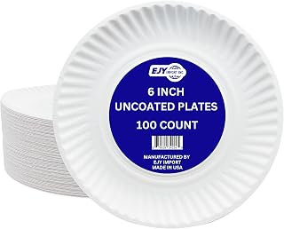 Uncoated Paper Plates, Daily Disposable Plates, White Dinner Plates Bulk, Good For Parties, Office Lunches, Events, Craft Projects, Desserts, Travel, Picnics (100 Count (6") (1 Pack)