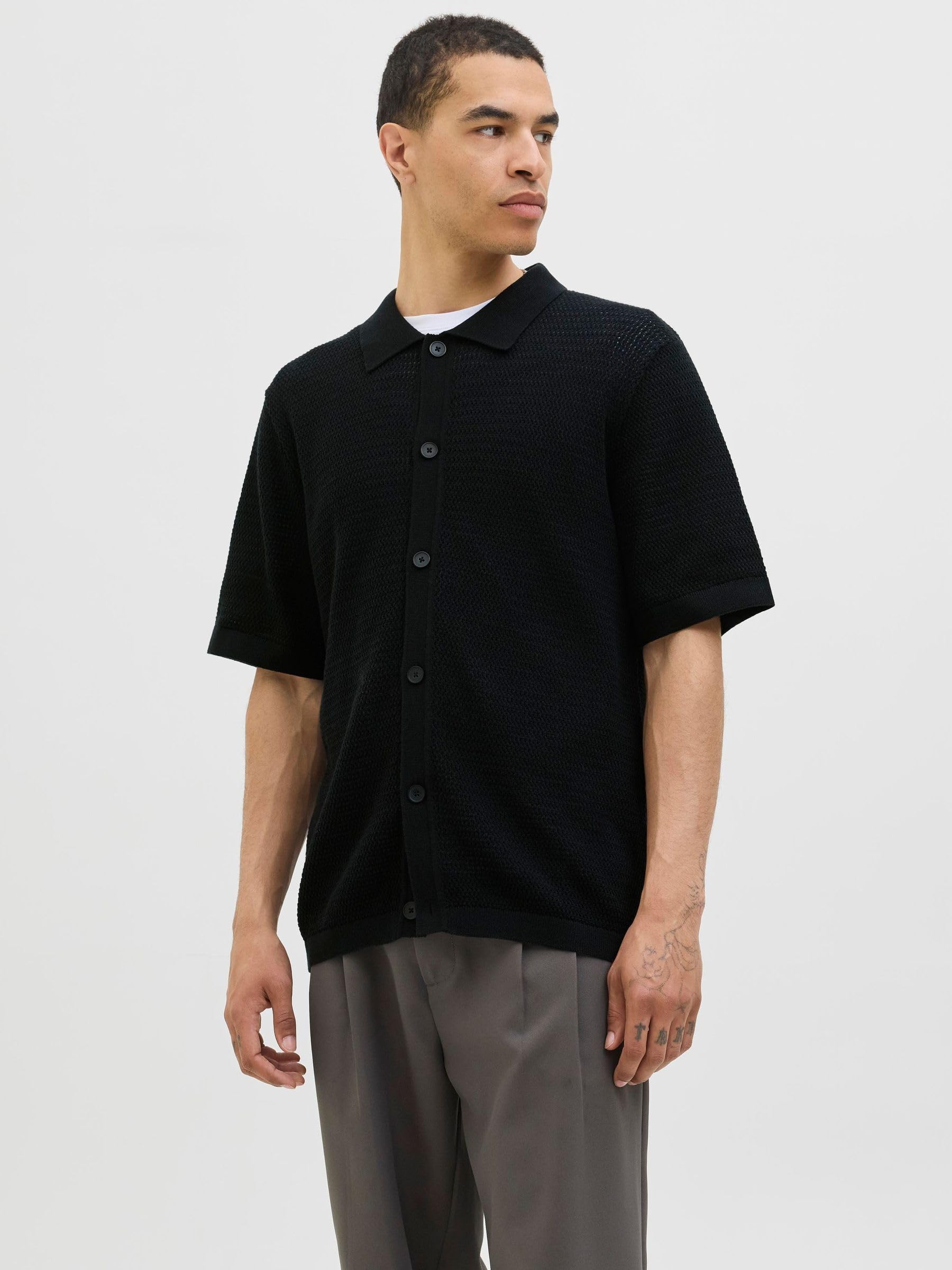 JACK & JONES Jprblajones Knit Polo Ss męska koszulka polo, czarny, M