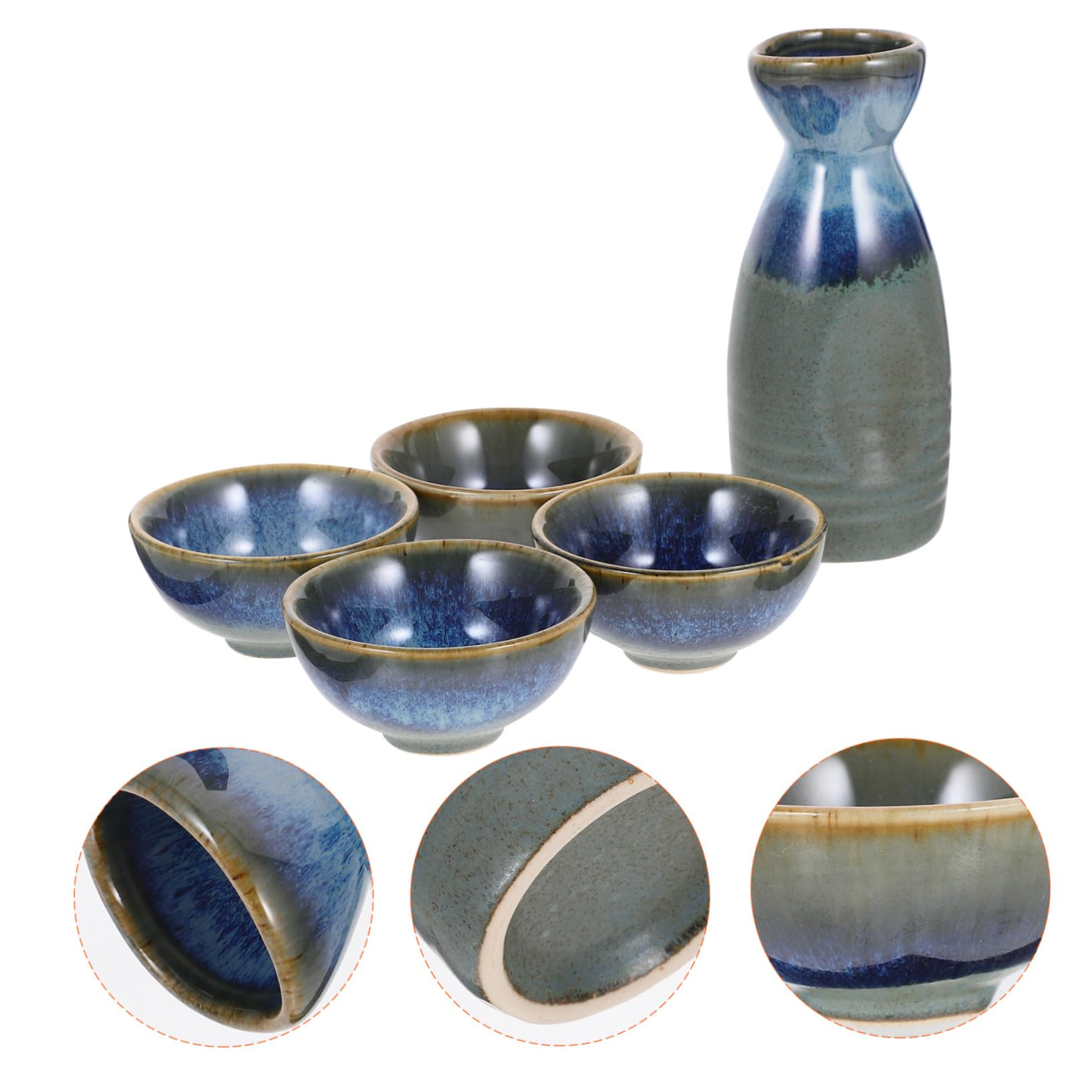 NUOBESTY 4 Copas Juego de Sake Japonés, 1 Olla de Cerámica