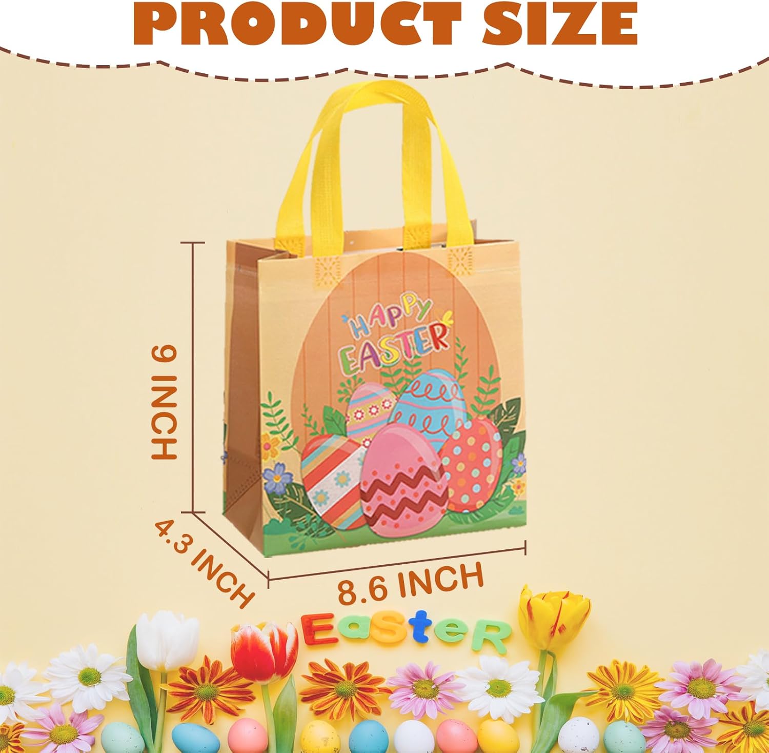 Falinpitos 32Pcs Easter Gift Bags For Goodies, Easter Treat Bags, Easter Bags with Handles, Easter Egg Hunt Bags, Large Mini Easter Baskets Bulk for Kids Teenagers, Easter Party Tote Bags Medium Size