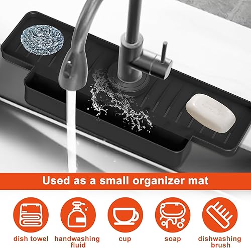 Miniatura 2 de Protector contra salpicaduras para fregadero de cocina, alfombrilla de silicona para grifo de fregadero, alfombrilla absorbente de grifo de