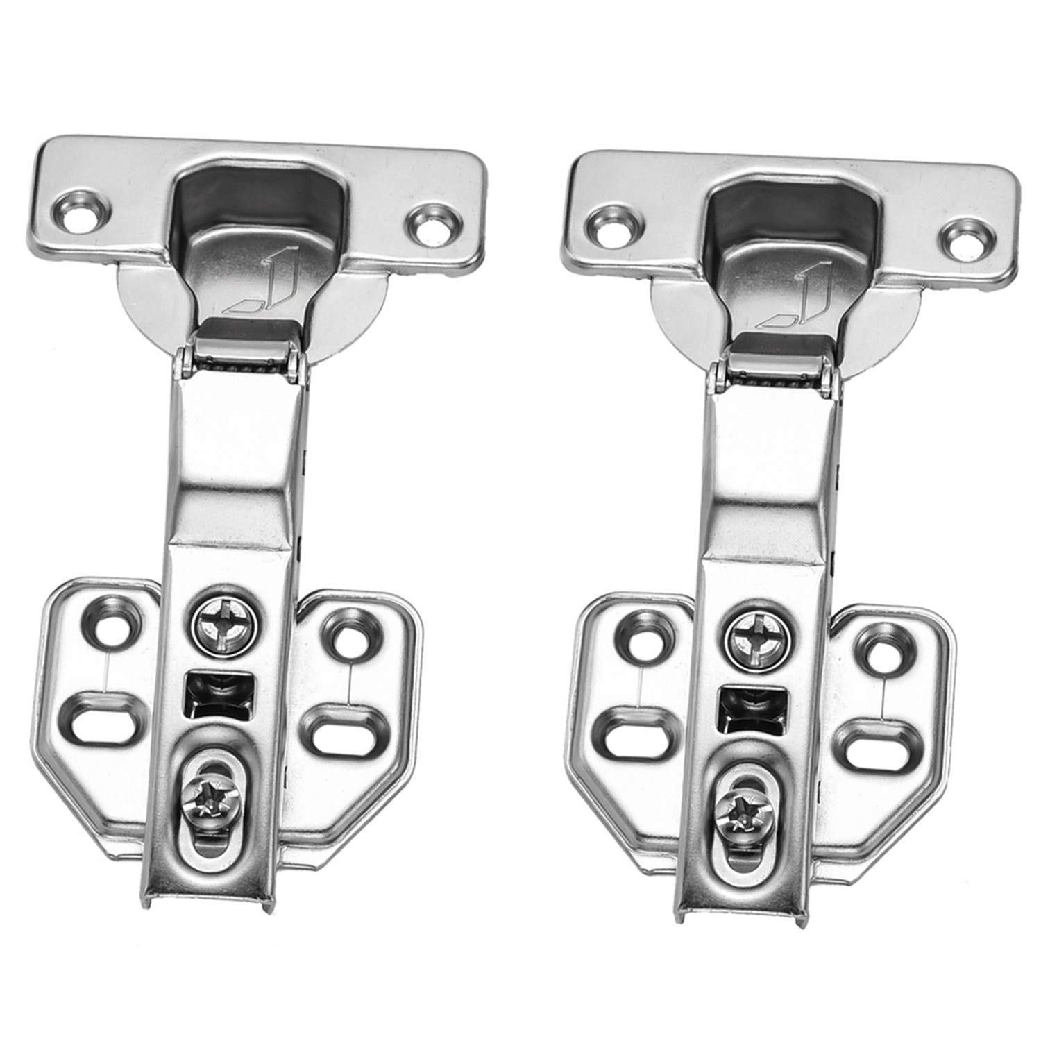 Luokim 1 Pair Half Overlay Cabinet Hinges 105 Degree Soft Closing Frameless Door Hinge Partical Overlay Nickel Plated Finish