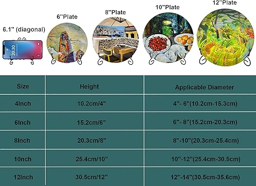 Miniatura 2 de Soporte para platos, soporte de placa de 10 pulgadas para exhibición, caballete de hierro negro de mesa para fotos, marco de fotos, obras de arte,