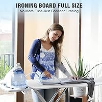 Vista 5 de oleaf Ironing Board with Cover and Thicken Pad 43 x 13 Height Adjustable Full Size Foldable Iron Board with Iron Rest, Stable Steel Legs, Metal Plata