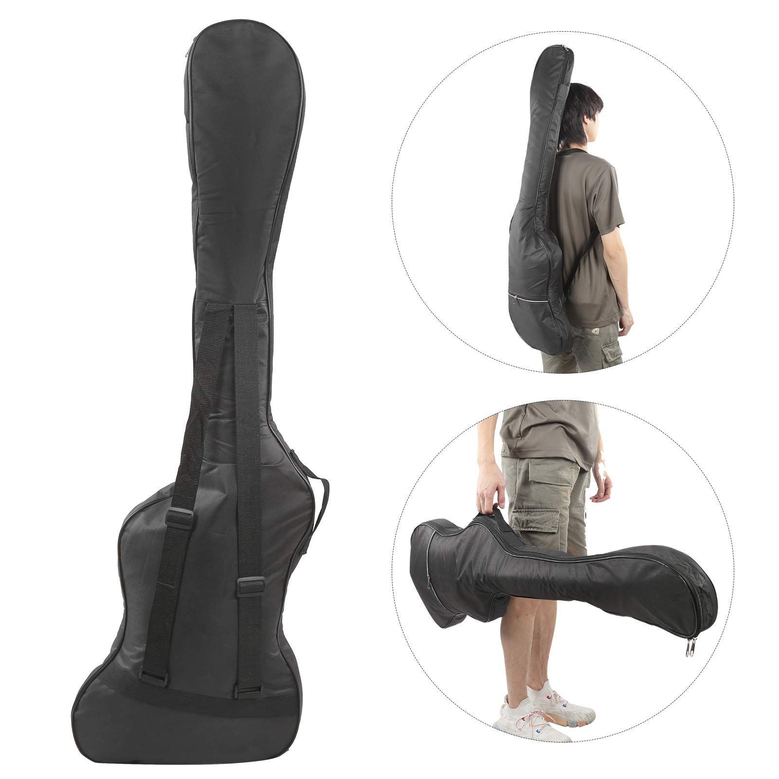Funda para bajo eléctrico, 47 pulgadas, resistente al agua, engrosada, doble correa ajustable para el hombro, funda suave para bajo (negro)