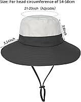 Vista 6 de Sombrero de pesca de playa de ala ancha para mujer, con protección UV, plegable, con agujero para cola de caballo