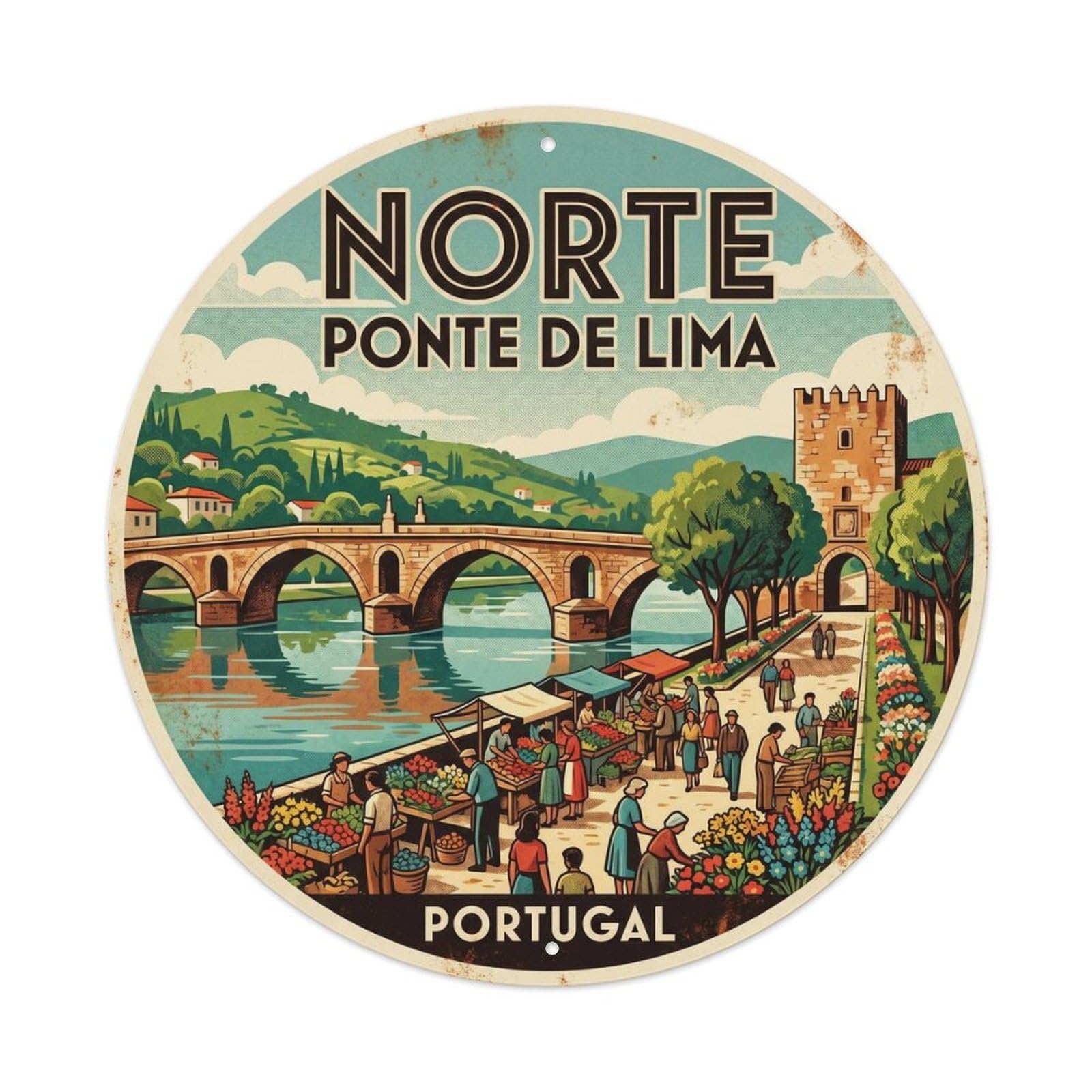 Olhnbad Style Portugal Norte Ponte Lima Landmark Travel Heritage Metal Tin Sign