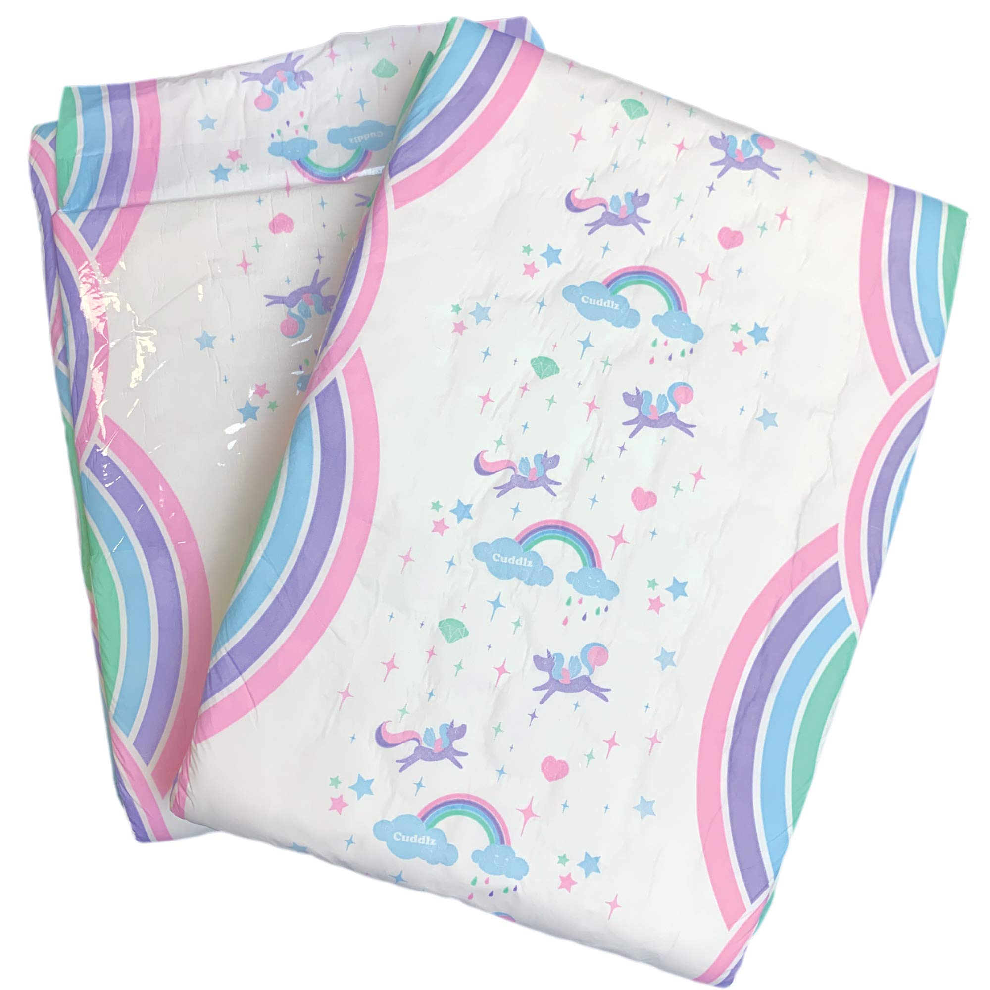 Pack of 2 Cuddlz Rainbow Unicorn Size Medium Incontinence Adult Nappies ...