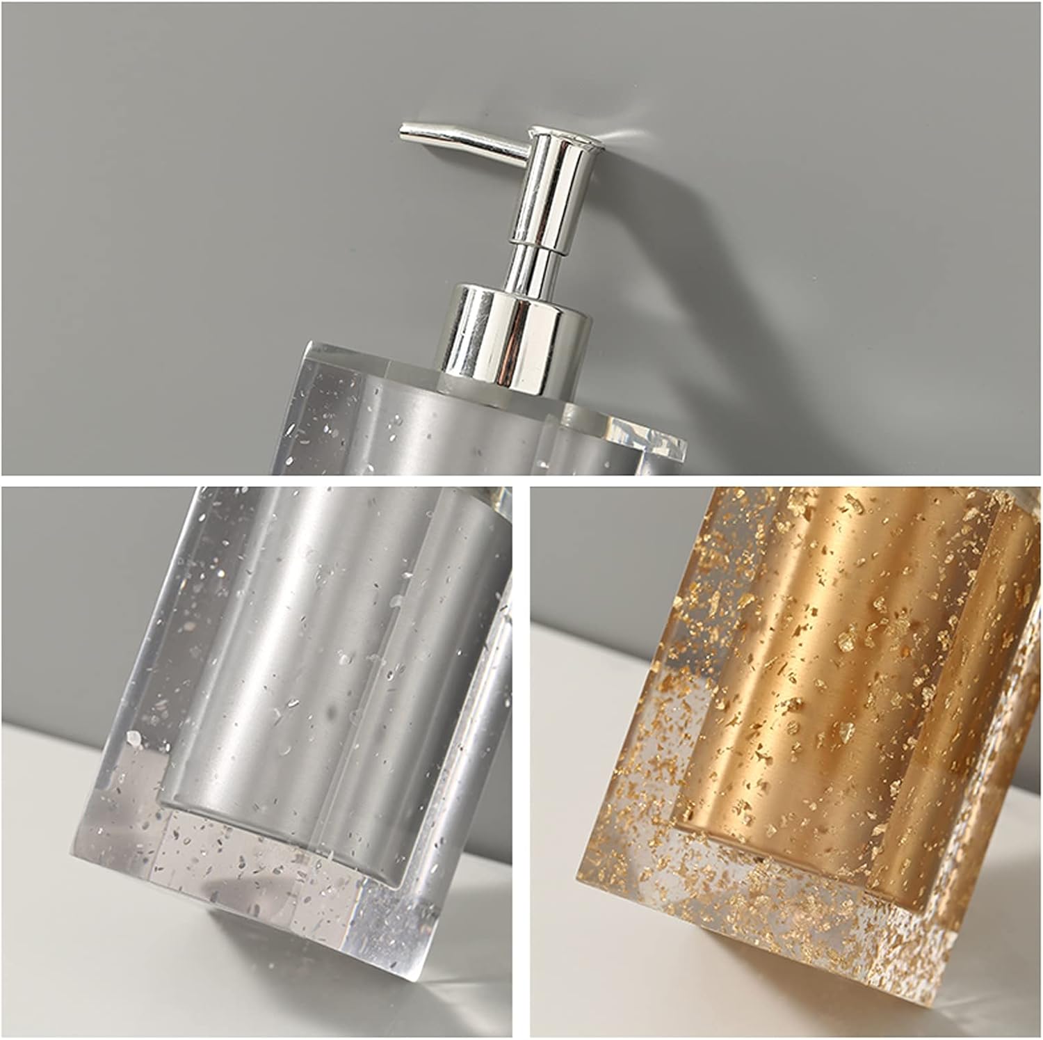 Lotion Dispenser Glass Resin Lotion Bottle Electroplating Pump Head Squeeze Nozzle Soap Dispenser Can be Used in Bathroom Bedroom300ml/10.5oz Bathroom Lotion Dispensers (Color : White) (Yellow )