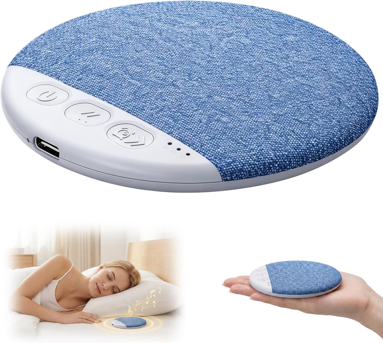 Bluetooth Pillow Speaker for Sleeping, Ultra-Thin Bluetooth Sleep Aid Speaker, Mini Portable Under Pillow Speaker with White Noise Timer Wireless Sleep Aid for Deep Sleep (Blue)