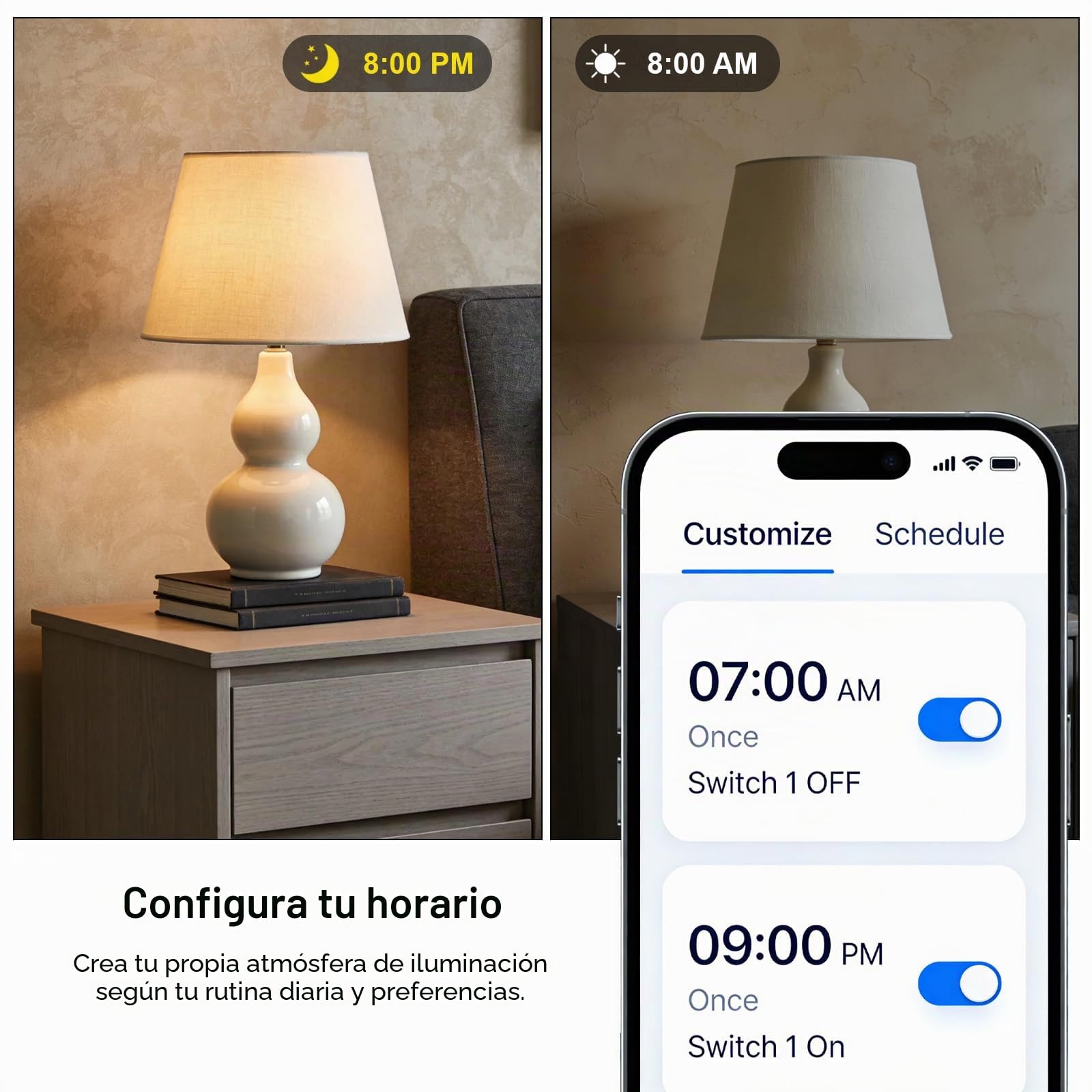 Regulador de luz dimmer led, Regulador intensidad luz led Wlan 2.4G, Re gulador para l ed, Compatible con Alexa, Tuya,Smart life,Google Home, regula intensidad, Control por voz/Tiempo