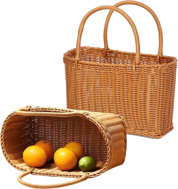 Multifunctional Braided Shopping Basket - Rieten Boodschappenmand for Picnic & Storage