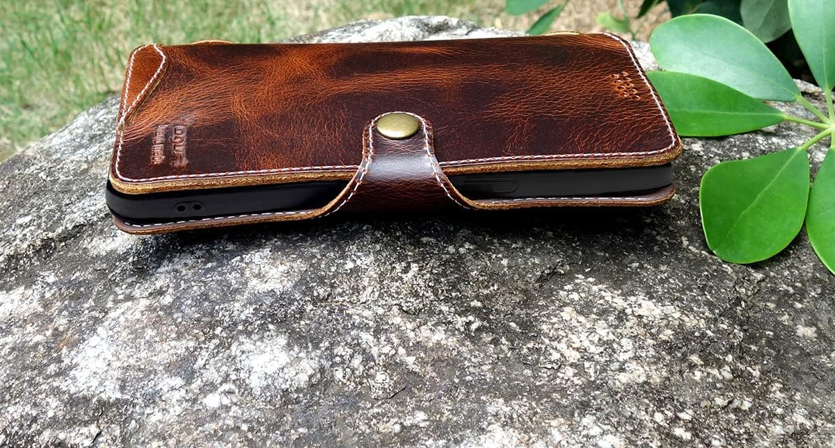 Yogurt Case for Google Pixel 8 Pro - 5G, Genuine Leather Wallet Cover for Pixel 8 Pro, Handmade Dark Brown