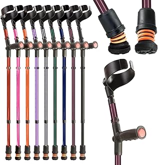 Flexyfoot Shock Absorbing Soft Grip Double Adjustable Crutch - Single - BlackBerry - Improve Safety, Improve Grip, Reduce Shocks & Jarring