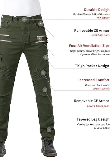 Miniatura 2 de CTBQiTom Pantalones de motociclismo, pantalones de motocross, jeans de motocicleta con rodilleras y almohadillas de armadura CE (negro, XS  28)