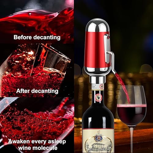 Miniatura 9 de Aireador de vino, decantador eléctrico de vino mejorado, aireador de aire de vino, dispensador de vino con boquilla para entusiastas principiantes