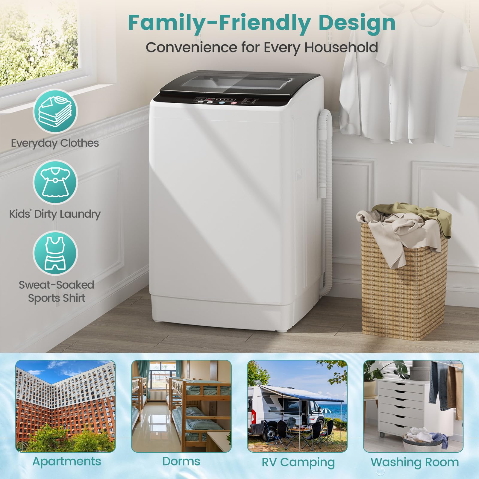 Auertech  Portable Washing Machine, Fully Automatic Portable Washer with LED Display, 10 Wash Cycles, 5 Water Levels, 24H Delays, Top Load Washing Machine for Apartment, RV, Dorm, Home: 35 lbs