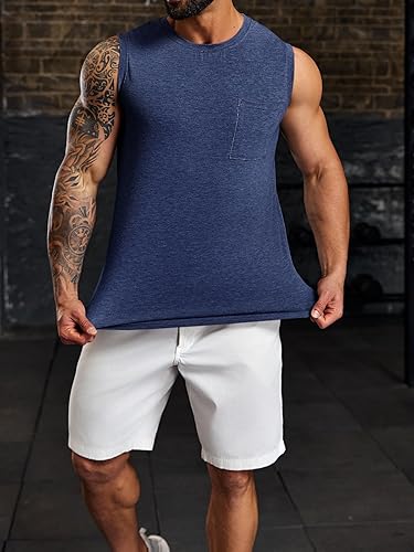 Miniatura 3 de Wihion Camisetas sin mangas para hombre con bolsillo para entrenamiento, culturismo, musculación