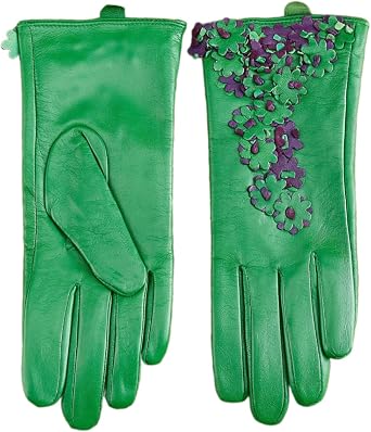 Womens Nappa Lambskin Gloves Lots Flowers Driving Gloves Winter Warm Gloves
