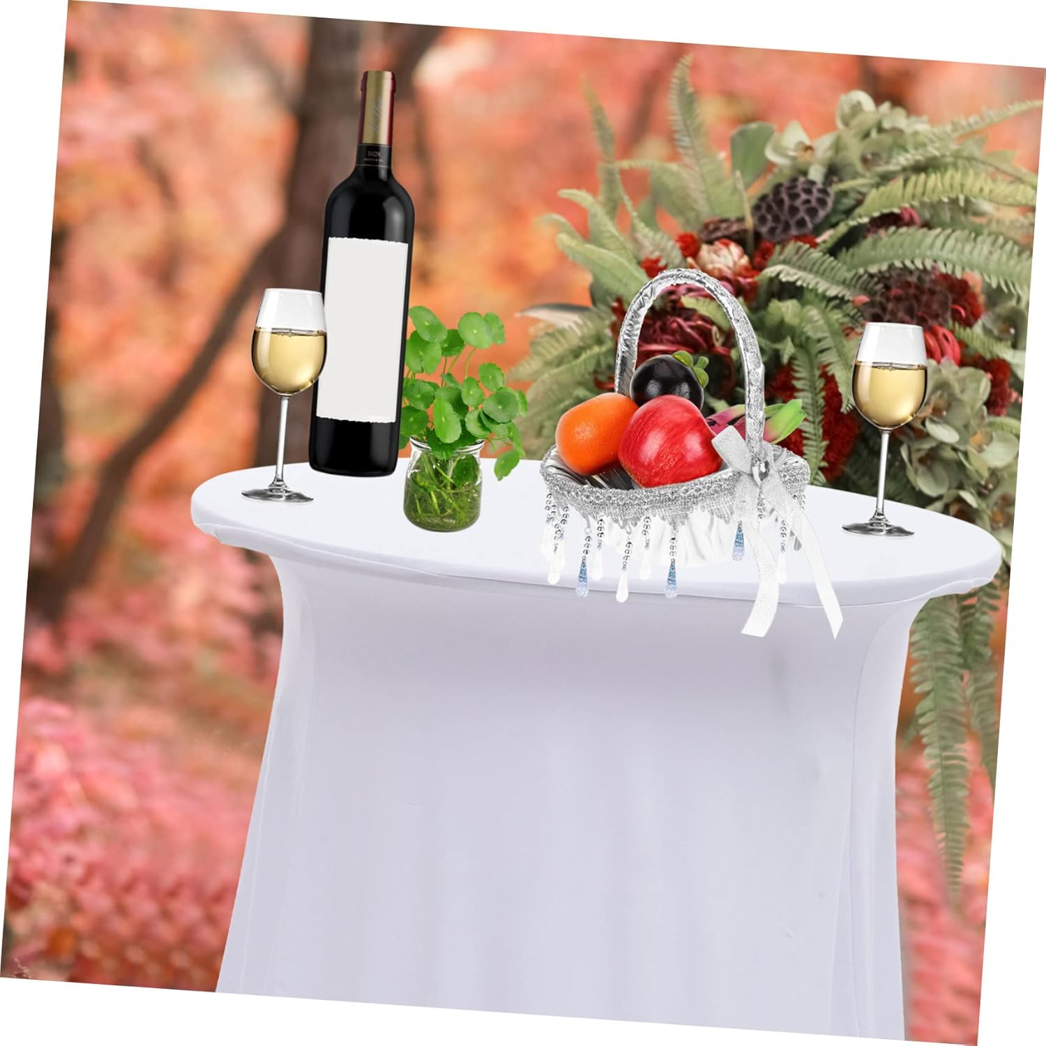 Footed Table Cover Elastic Tablecloth Solid for Cocktail Table for Home