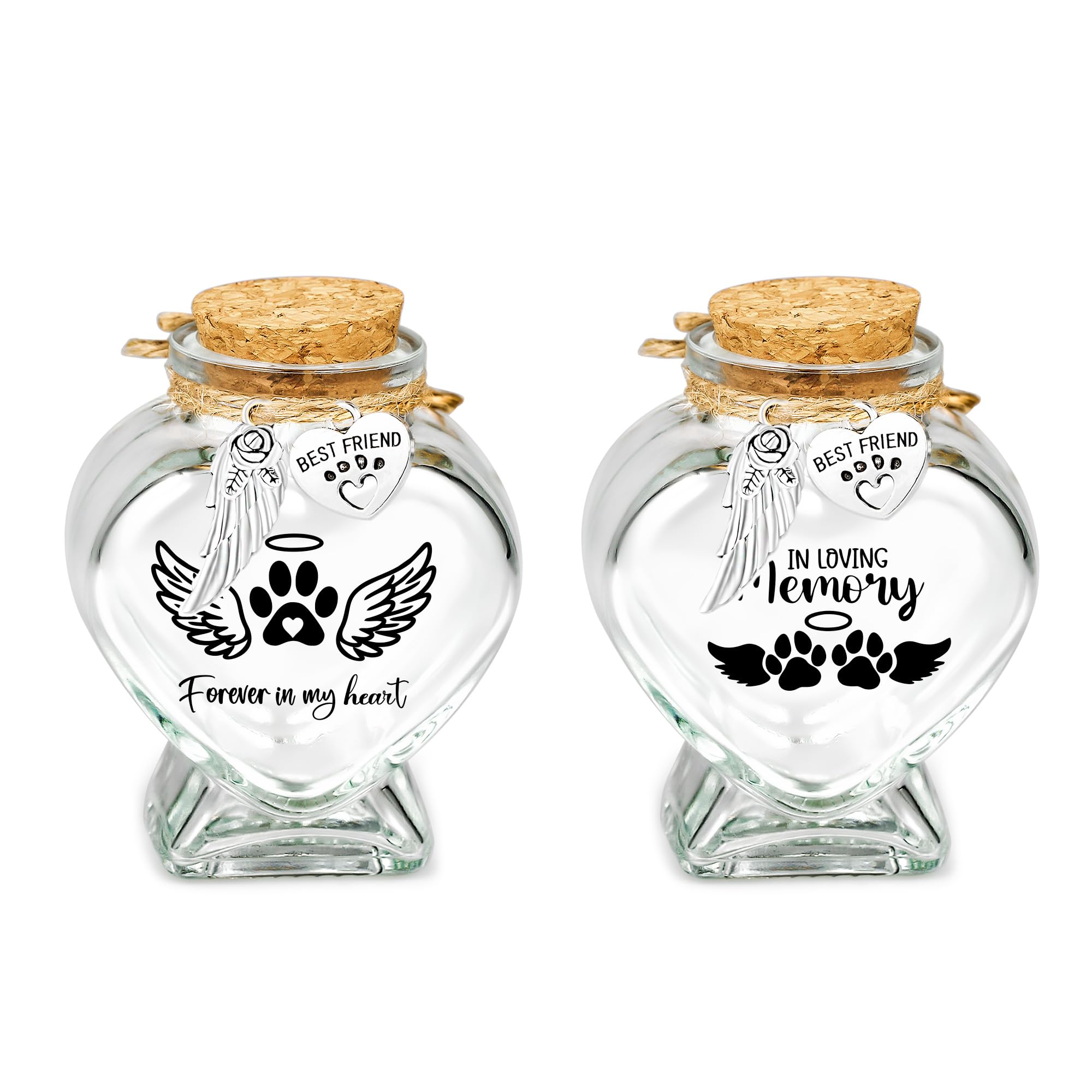 2Pcs Pet Fur & Hair Keepsake Bottle for Loss of Dog & Cat, Memorial Jar — image 1