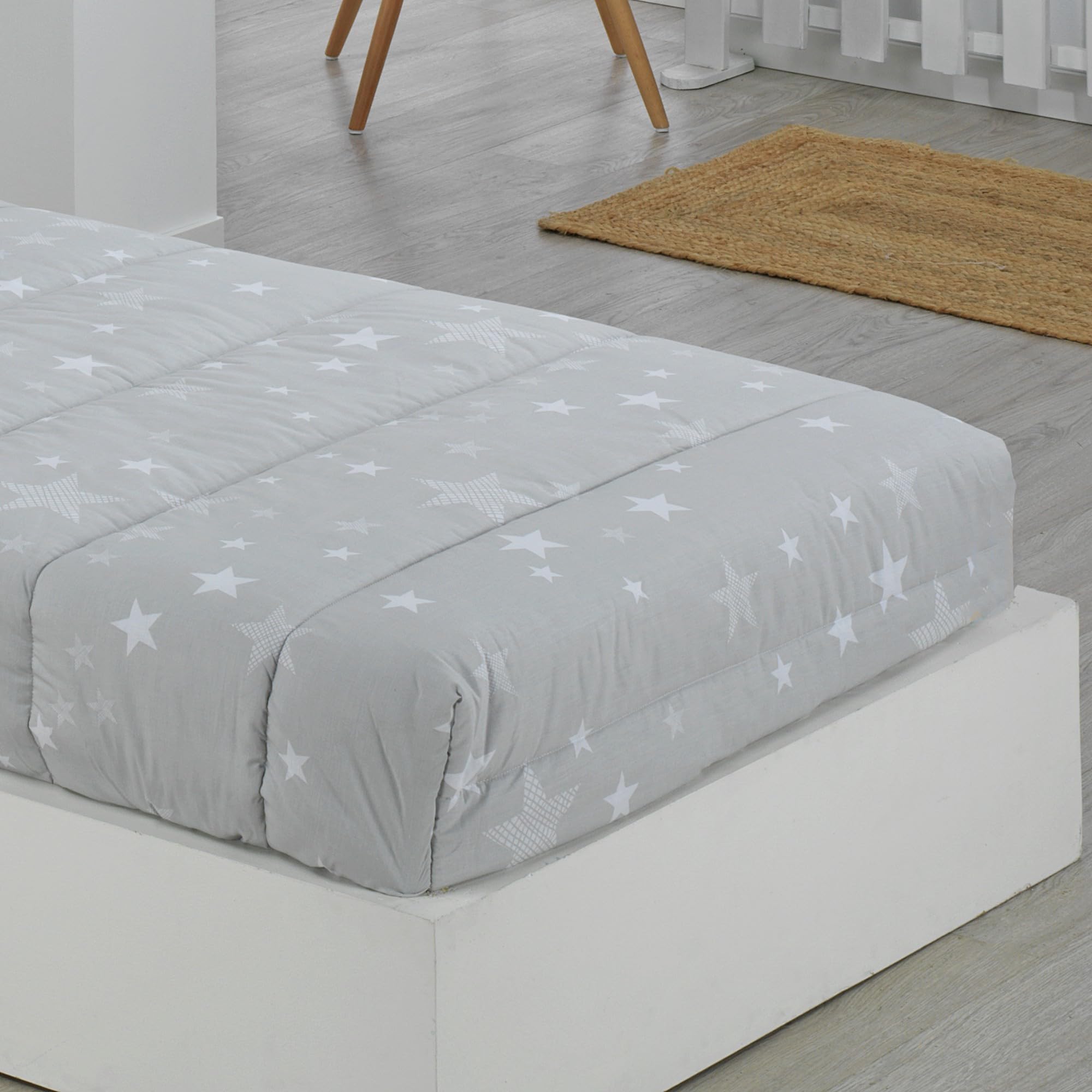 DHESTIA HOME Edredón Ajustable Cama Infantil Stars Color Gris Talla Cama 90