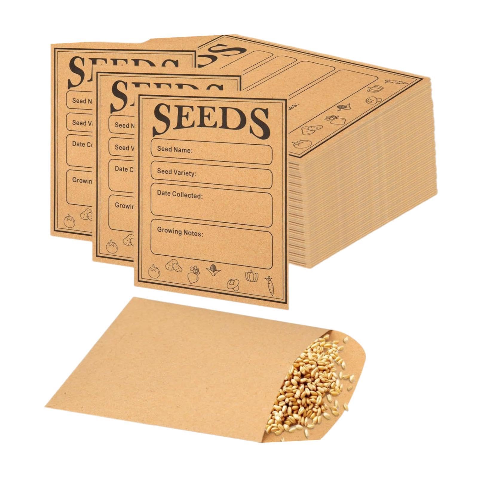 Samenumschläge Aus Lederpapier mit Verschluss, Briefumschläge, Kraftpapier, für Saatgut Pflanzen Und Kleine Gegenstände für Aufbewahrung Und Organisation, Ohne Bindemittel