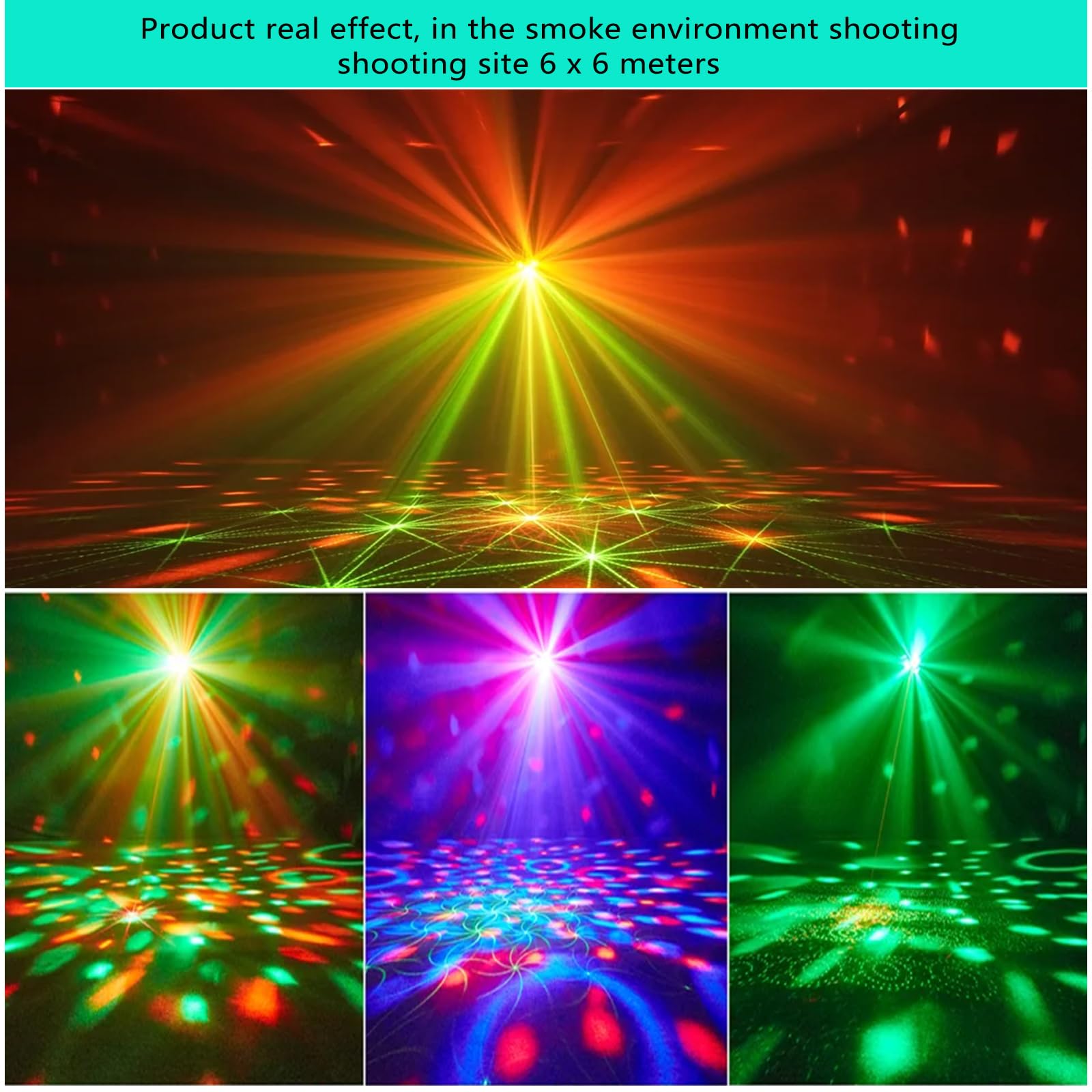 4 in 1 Disco Ball DJ Party Lights, 3 RGB Disco Lights+Red and Green Pattern Lamp Strobe Lighting for Home Room Dance Parties Birthday Karaoke Halloween Christmas Wedding Show Club Decorations