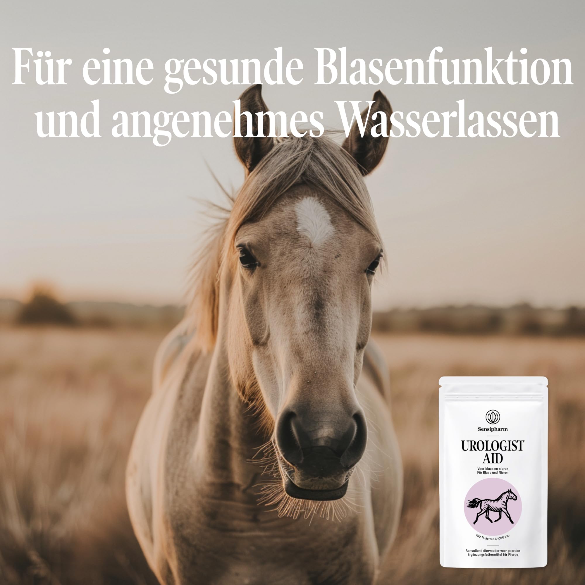 Urologist Aid Pferd – Harnwegshilfe bei Blasenentzündung, Blasensteinen & Nierensteinen – pflanzliches Nahrungsergänzungsmittel zur Unterstützung von Blase & Harnwegen – 180 × 1000 mg – Sensipharm