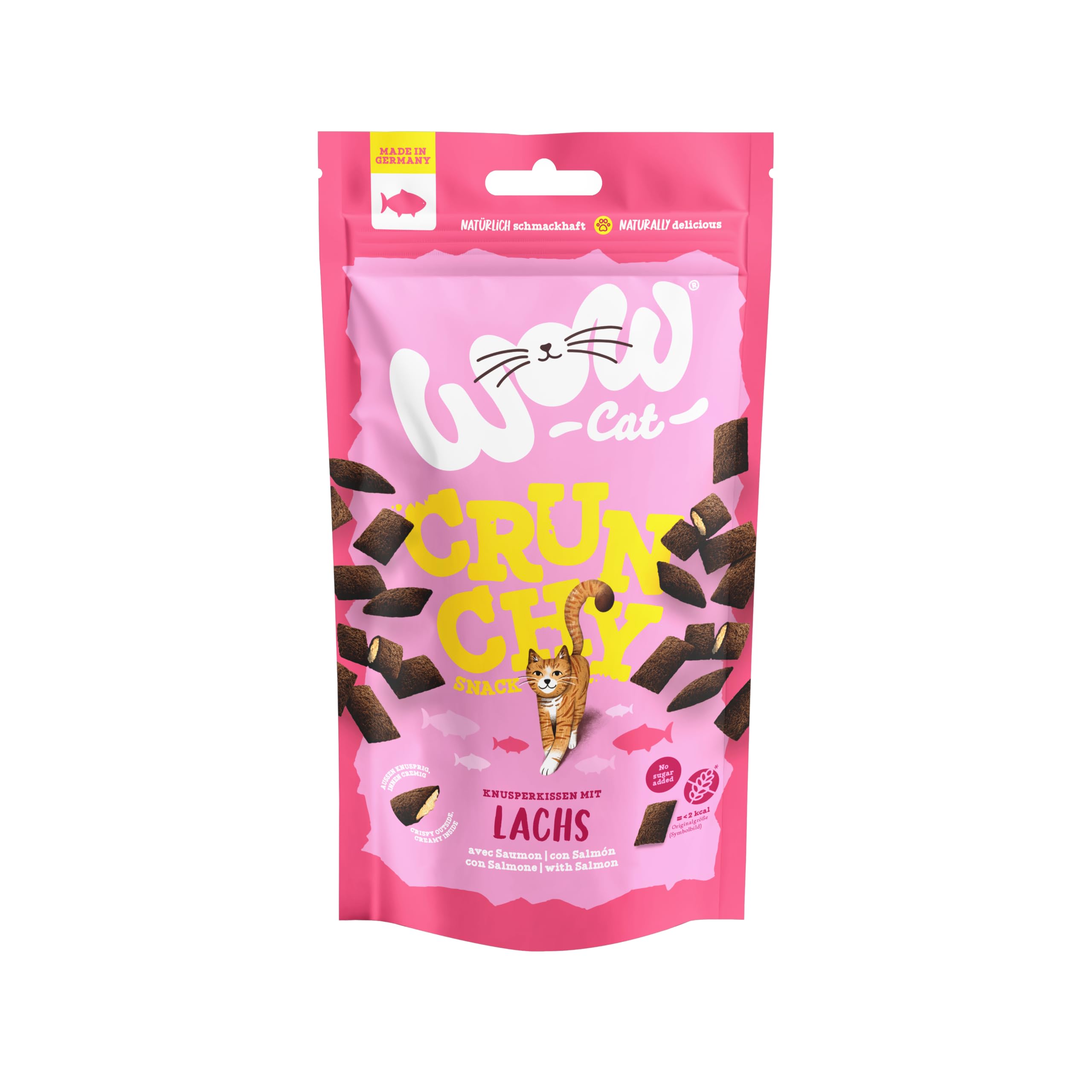 WOW Cat Crunchy Snack mit Lachs 24 x 60 g | ohne Getreide & Zucker