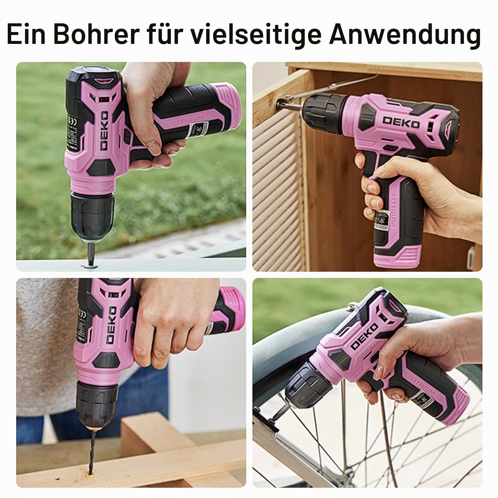Werkzeugkoffer Akkuschrauber Werkzeugkasten Werkzeug Koffer Werkzeugset：DEKO Werkzeugkiste Bestückt 126-tlg. professionelle Werkzeugkiste für Heimwerker, für Büros und Garten, Rosa