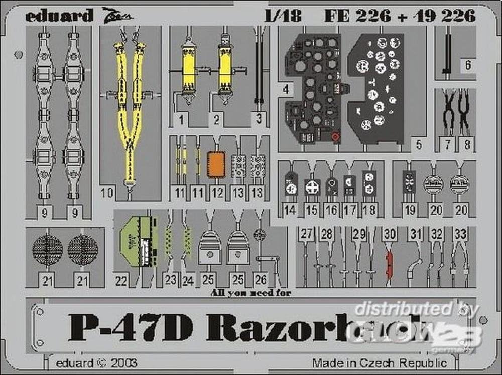 Eduard Accessories 49226 Model Accessories P-47D Razorback for Tamiya kit