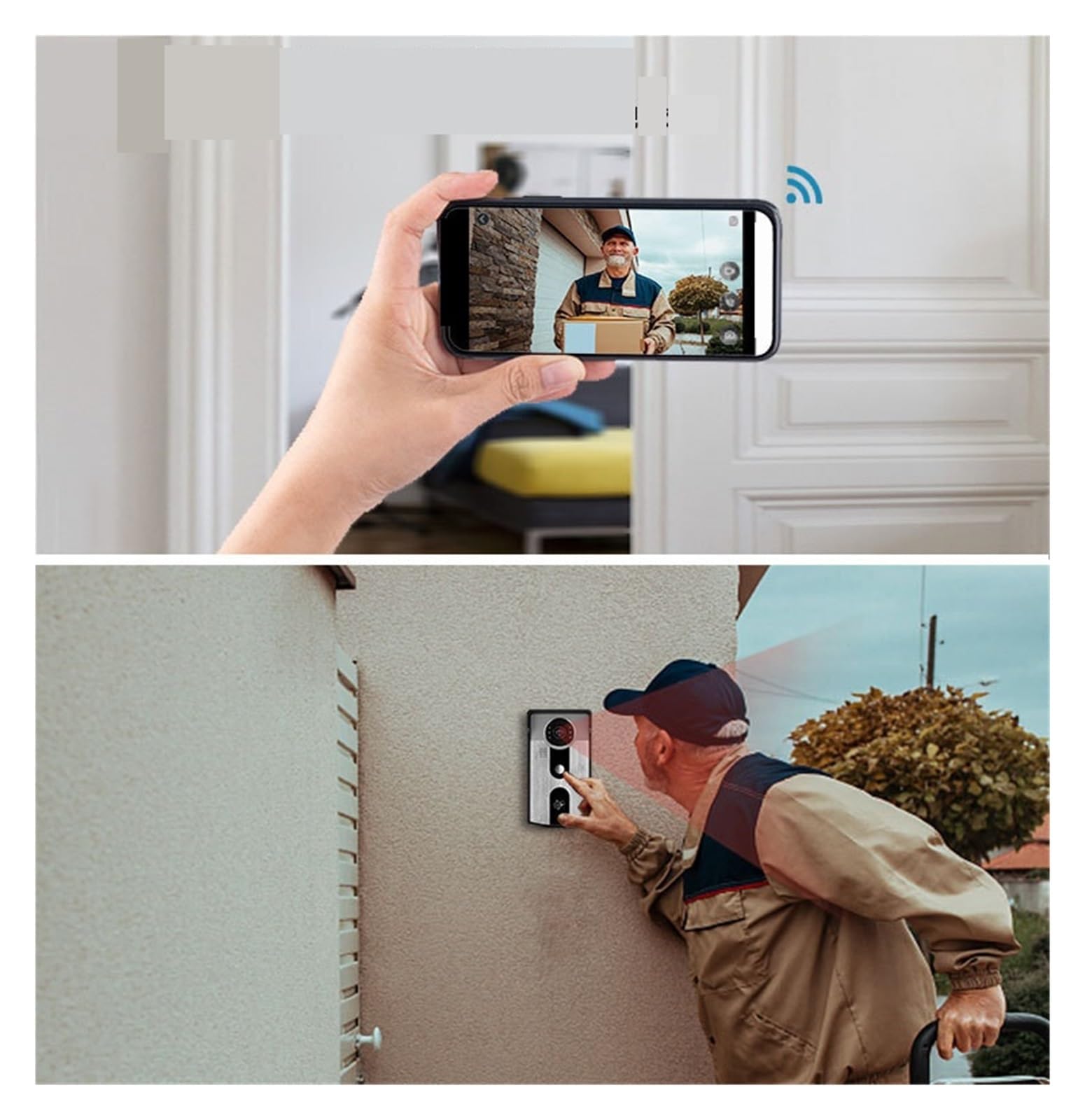 Timbre con Vídeo Timbres con Cámara Inalámbrica, Timbre De Puerta con Cámara De Seguridad WiFi Inteligente 1080P HD con Visión Nocturna, Resistente Al Agua, Compatible con Tarjeta SD