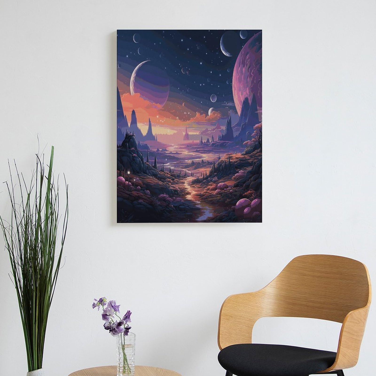 LPAGBCNU Farbenfrohes Malen-nach-Zahlen-Set im Retro-Stil für Erwachsene, Anfänger, Erwachsene, Malen-nach-Zahlen-Set auf Leinwand, DIY-Acryl-Ölfarben, Gemälde mit Pinseln als Geschenk, Wanddekoration