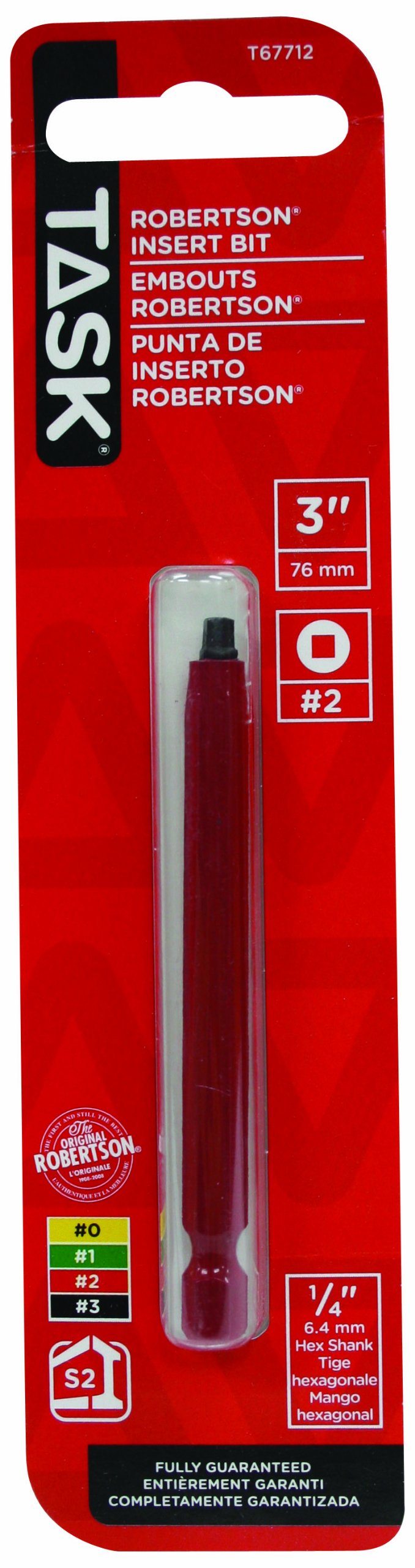 Task Tools T67712 Robertson Screwdriver Power Insert Bit