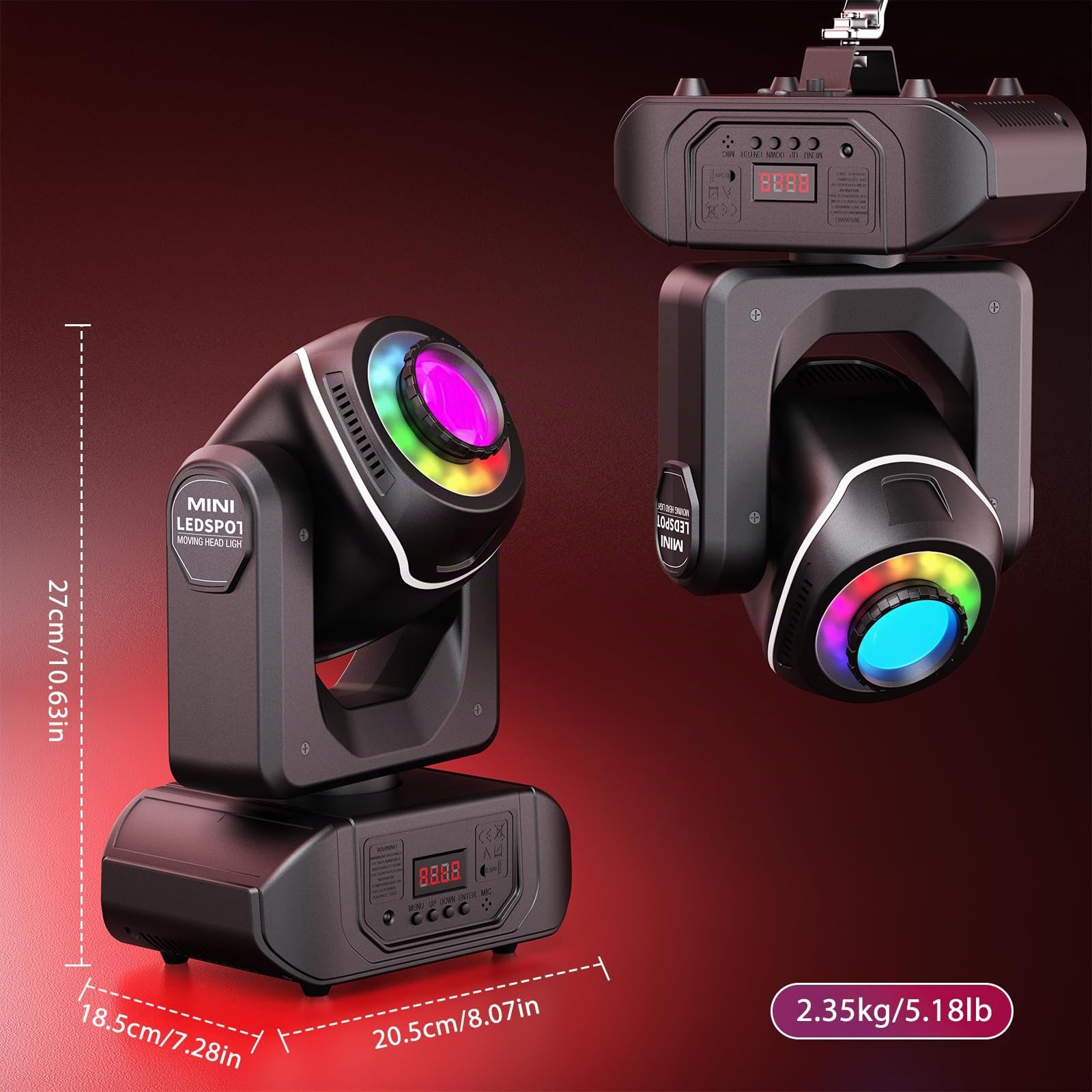 50W LED Teste Mobile Luci da Palcoscenico, RGBW 7 Gobos 8 Colori Luci Discoteca DMX512 Luci da Palco con Telecomando per Spettacoli Discoteche Bar Feste