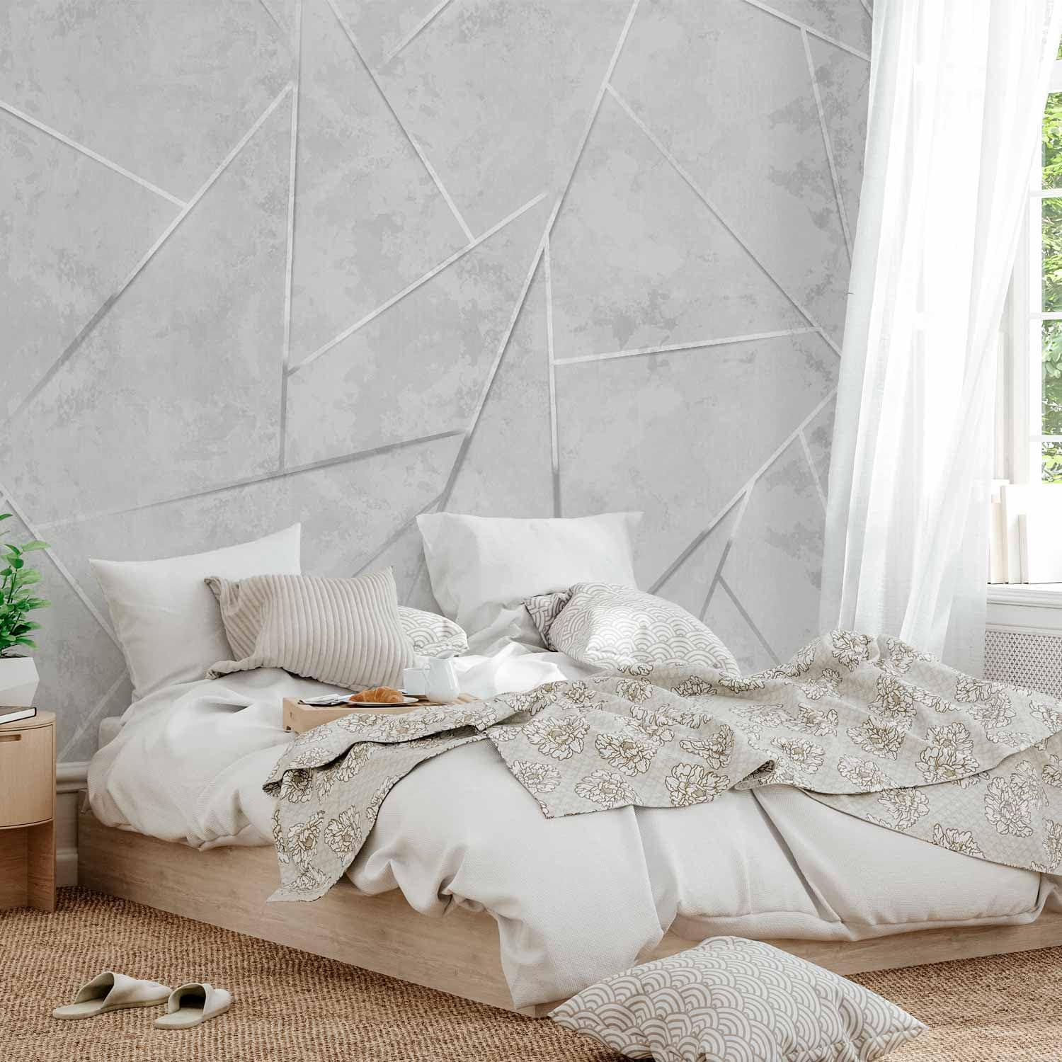murando Fotomurales Concreto 350x256 cm XXL Papel pintado tejido no tejido | Decoración de Pared decorativos Murales moderna de Diseno Fotográfico Abstracto geométrico gris