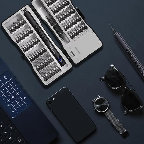 Miniatura 9 de Juego de destornilladores eléctricos, mini destornillador de precisión inalámbrico 45 en 1, mango antideslizante, iluminación LED, pantalla digital,