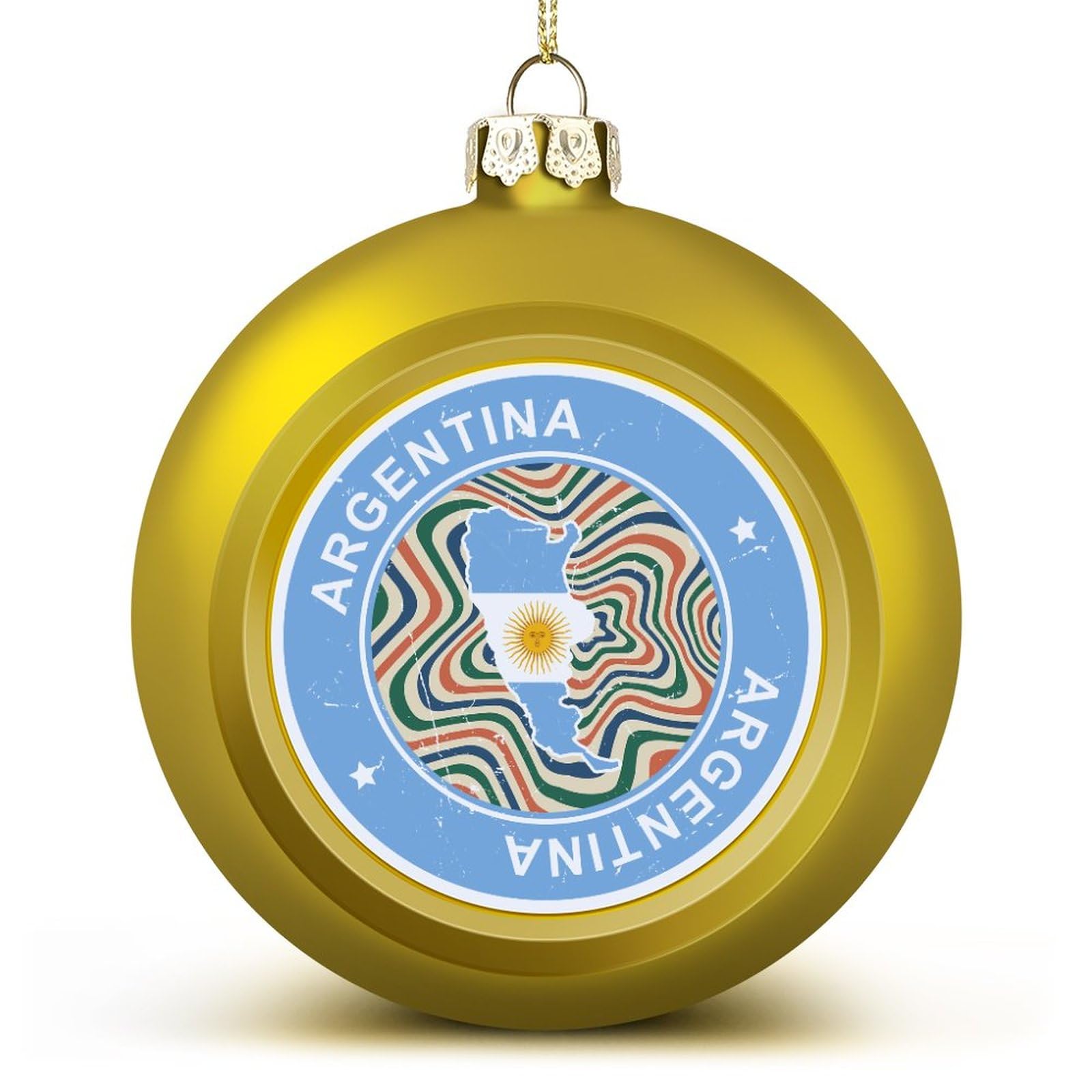 Luijorgy Boys Argentina National Flag Ball Ornaments, Flag Ball Ornaments For Christmas Tree Decoration, Golden Christmas Ball Ornament Xmas Baubles For Kids Friends