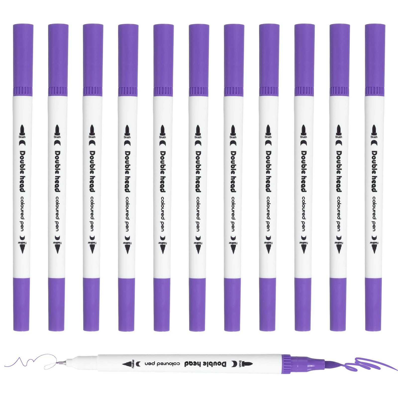 PATIKIL 12Pack Dual Brush Markers, Violet Watercolor Fine and Brush Tips Pens Colored Marker Calligraphy Coloring Art Supplies Set for Coloring Book Illustration Sketching Journaling