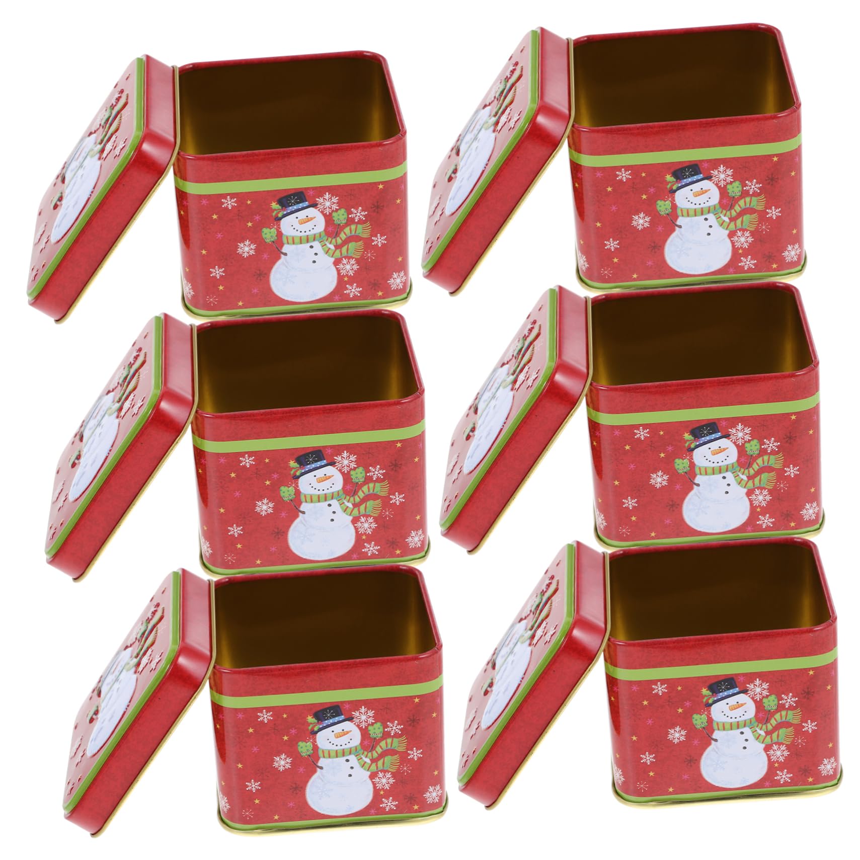 ABOOFAN 6 Stück Weihnachts Weißblech Keksdose Mit Deckel Quadratisch Leichte Metallbox Für Süßigkeitenaufbewahrung Dekorative Geschenkverpackung Für Feier Party