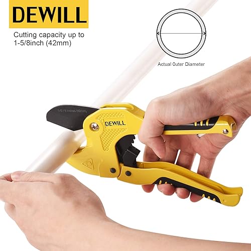 Miniatura 2 de DEWILL Ratchet-type Pipe and PVC Cutter, One-hand Fast Pipe Cutting Tool, for Cutting1-5/8 inch PVC PPR Plastic Hoses and Pipe, Suitable for Home
