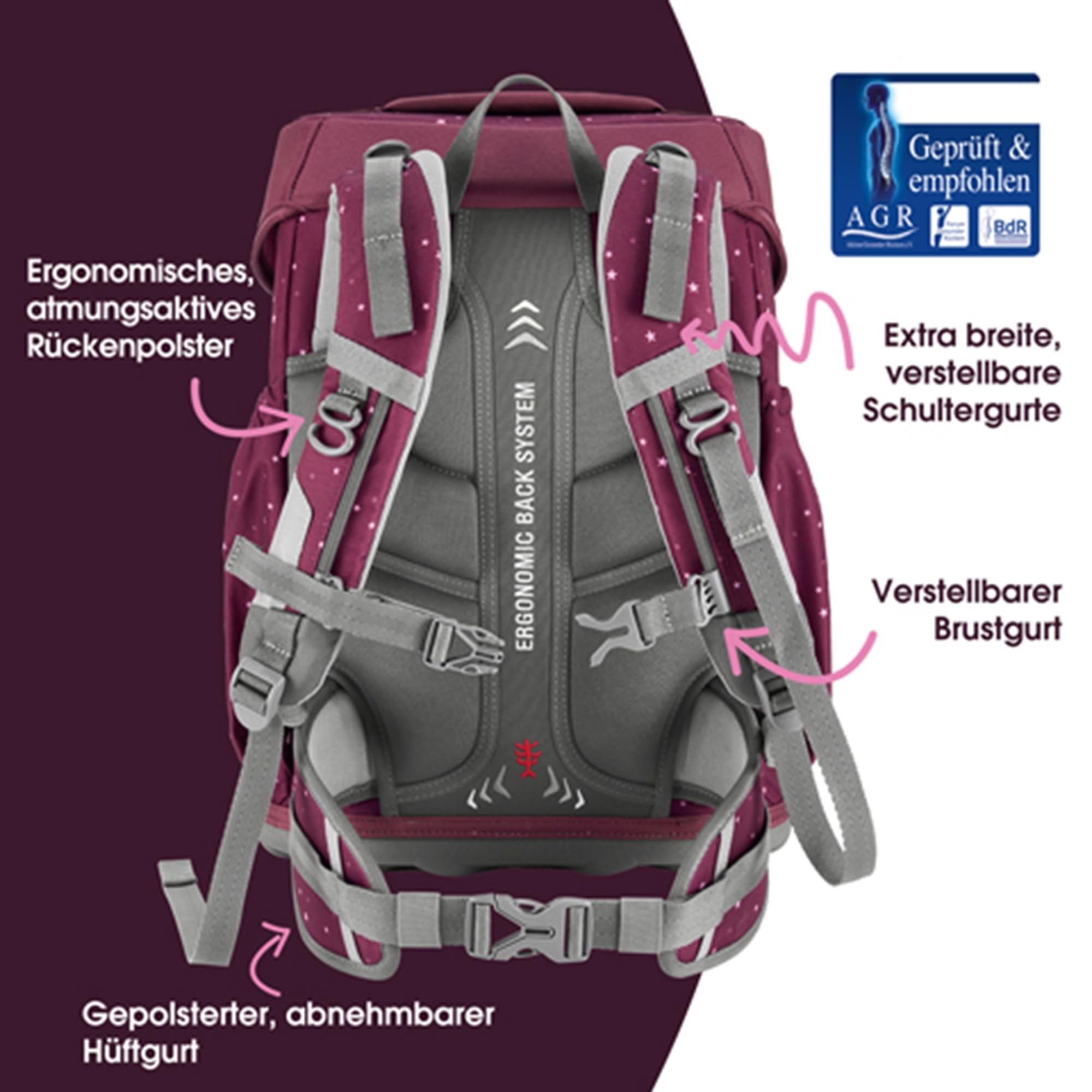Step by Step Basis Schulranzen-Set 4-teilig Berry Stars