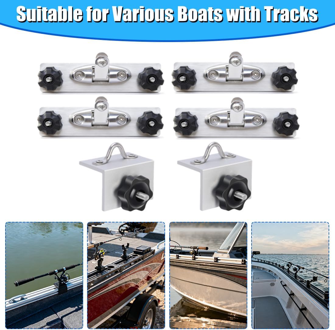 Bimini Top Mount for Lund Sport Track/Heavy-Duty Aluminum Track Bracket Base/Universal Fit for Versatrack System, Ranger, Lowe Boats, 316 Stainless Steel Swivel Hinge